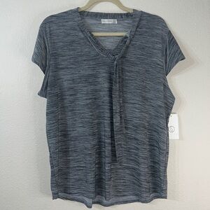 Linda Matthew’s gray and black blouse with tie neck detail. NWT size Xl